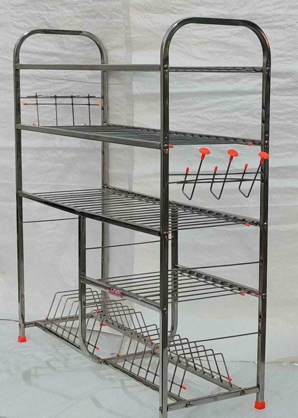 TSW Stainless Steel Round Pipe Stand Utensil Kitchen Rack,Silver JioMart