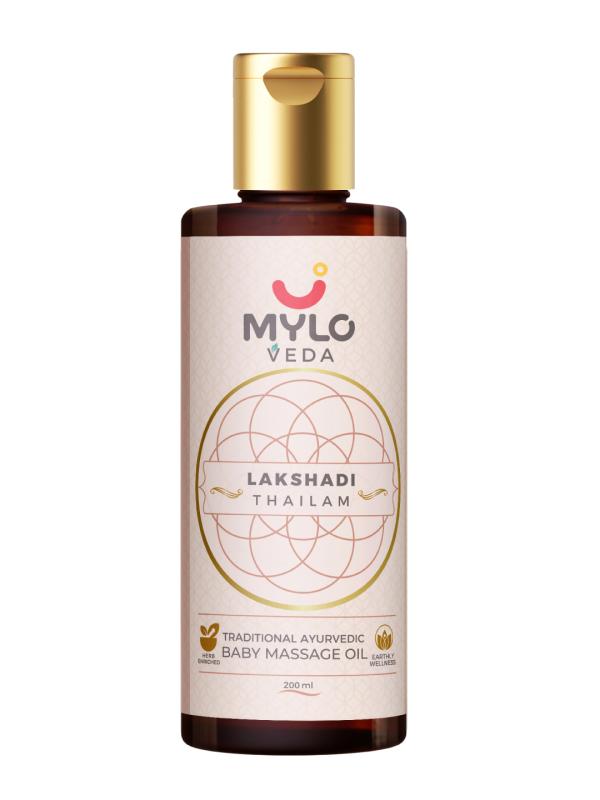 Mylo Veda Ayurvedic Baby Massage Oil With Benefits of Ashwagandha, Cow Ghee and Turmeric (200ml