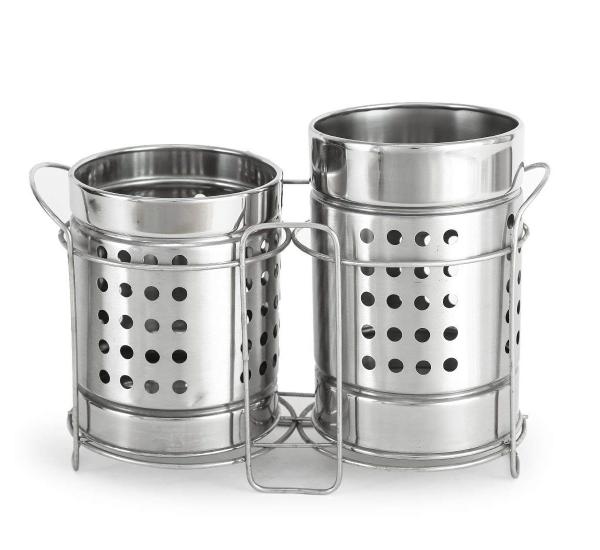 Stainless Steel Twin Cutlery Holder and , MultiColour (pack of 1) JioMart
