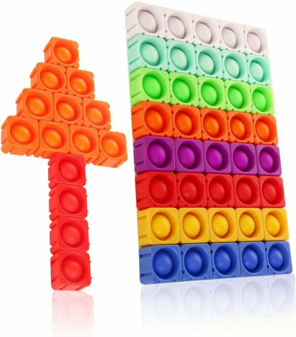 Enorme Pop it Building Fidget Block Puzzle Toy, Silicone Bubble Sensory