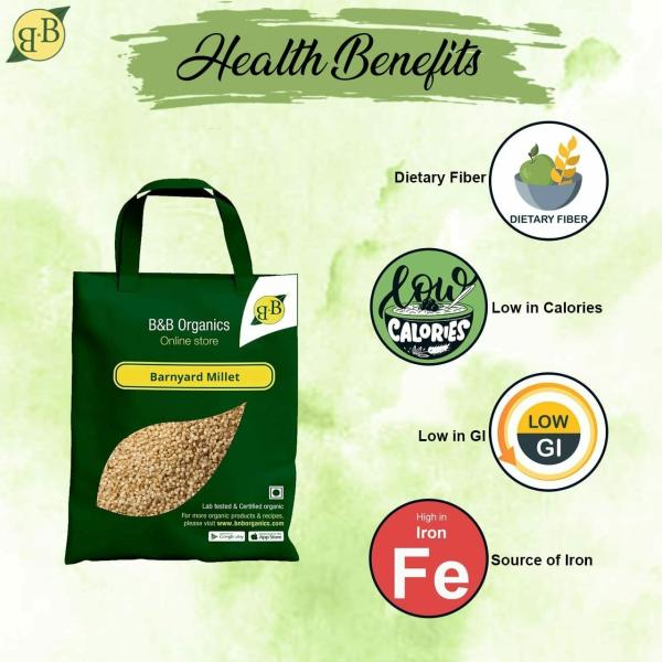 B&B Organics Barnyard Millet (10 kg) (Whole Grain) (Kuthiraivalli / Odalu / hangora / Udalu