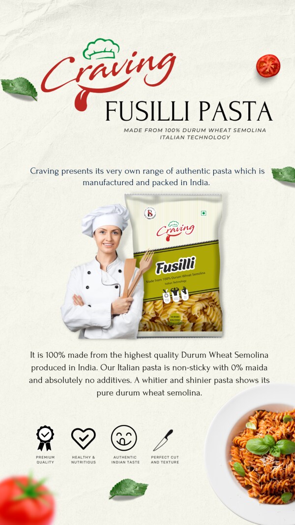 Craving Durum Wheat Fusilli Pasta Pack of 2 500 grams each JioMart