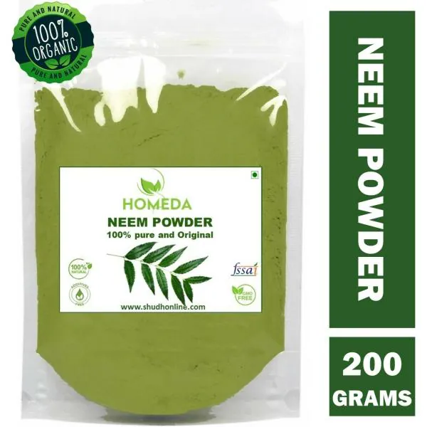 Homeda Organic Neem Powder (200g) for Face, Eating, Hair, Drinking
