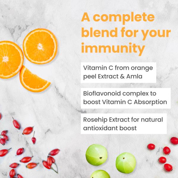 Exerfit Vitamin C ComplexImmunity Support Formulawith Rose Hip, Bioflavonoid & Zinc (60