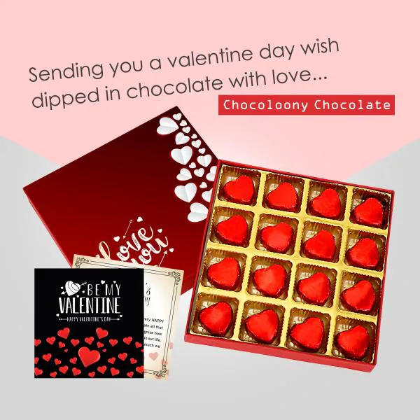 Chocoloony Valentine Heart Chocolate 16 pcs Assorted Luxury Milk