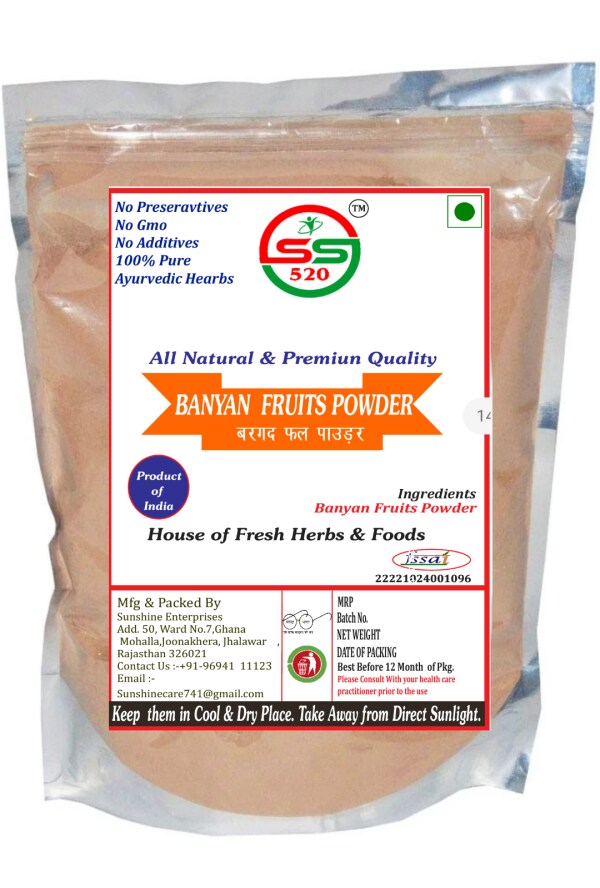SS520 Banyan Fruit Powder 50g. Bargad Phal Powder Aalam Palam Ficus