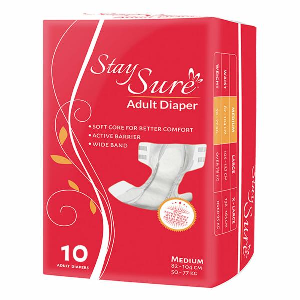STAY SURE ADULT DIAPER MEDIUM SIZE PACK OF 10 PCS JioMart