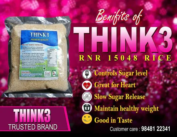 THINK3 Diabetic white rice RNR 15048 with low GI (2 KG PACK) - JioMart