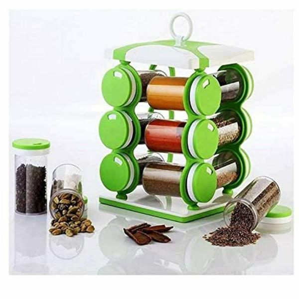 AK Ultimate Multipurpose Revolving Plastic Spice Rack 12 in 1 Condiment