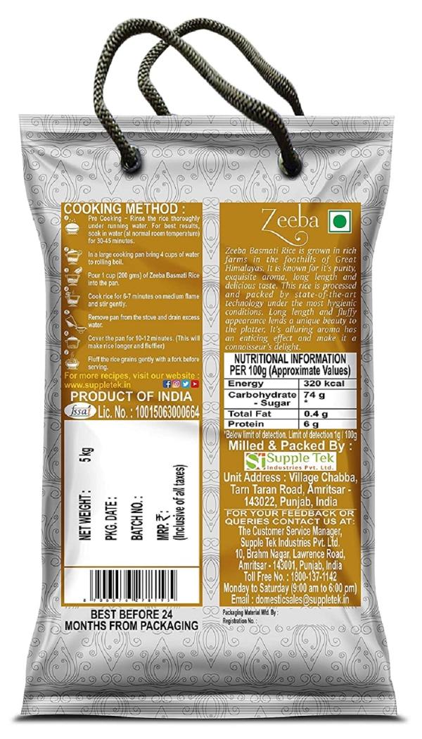 Zeeba Super Basmati Rice 5kg JioMart