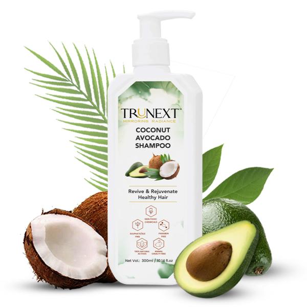Trunext Coconut Avocado Shampoo, Prevents Dandruff and Repairs Damaged Scalp, Natural Avacado