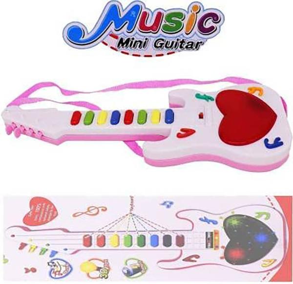 MIMY Plastic Musicale Mini Guitar Instrument with Sound & 3D Lighting