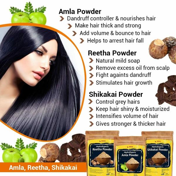 MedicoExperts Amla Reetha Shikakai Powder for Hair Nurishment 100gm Each  (300gm) - JioMart