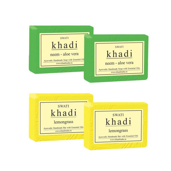 SWATI KHADI Organic Natural Herbal Neem Aloevera And Lemongrass Soap