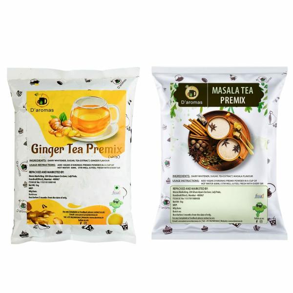 D'aromas Ginger & Masala Premix Tea Powder 1kgx2, Instant Premix Tea