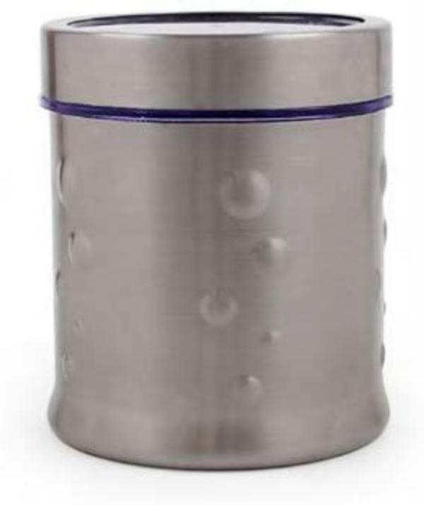 JVL Silver Stainless Steel Spiral Food Storage Container Jar With See