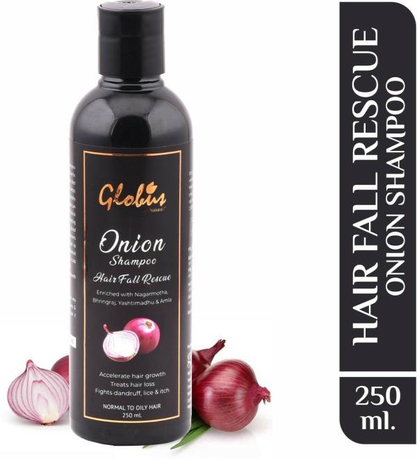 Globus Naturals Hair Fall Rescue Onion Shampoo Enriched with Nagarmotha  Bhringraj Yashtimadhu Oily Hair Men and Women (250 ml) - JioMart