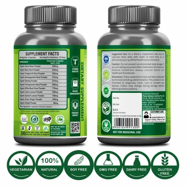 Nutrainix Certified Organic & Plant Based Testosterone Booster 90 Vegetarian Capsules JioMart