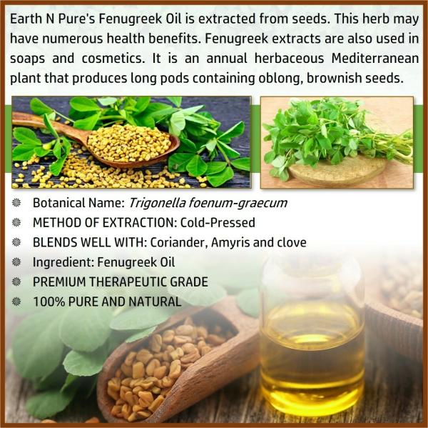 Earth N Pure Fenugreek Essential Oil ( Methi Seed Oil) 250 ML 100
