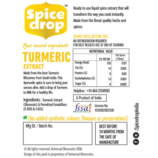 SPICE DROP TURMERIC EXTRACT, 5 ml, pack of 1 JioMart