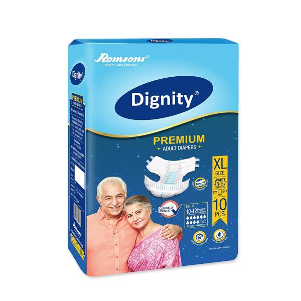 Dignity Premium Adult Diapers, Extra Large, Waist Size 48" 57" , 10