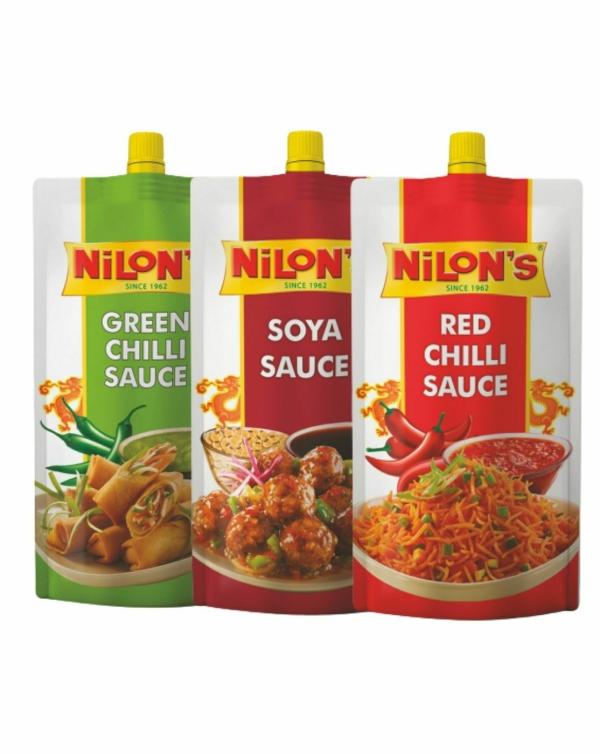 Nilon's Green Chilli Sauce Red Chilli Sauce Soya Sauce Chilli
