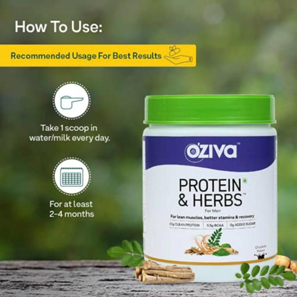 OZiva Protein & Herbs Whey Protein for Men For Muscle Building and