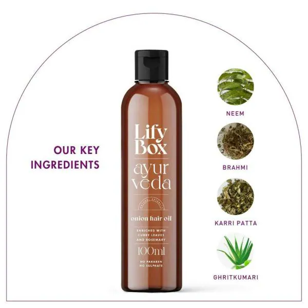 Lify Box Onion Hair Oil with Curry Leaves & Rosemary - 100 ml - JioMart