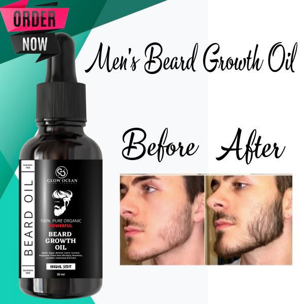 GlowOcean 10X Powerful Beard Growth Oil For Complete & Patchy Beard