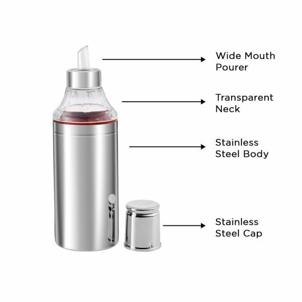 Kraft Stainless Steel Cooking Oil Dispenser with Nozzle, Dust & Leak