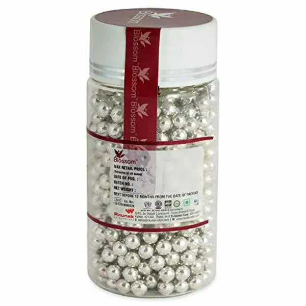 BLOSSOM Edible Silver Balls Sprinkles for Cake Decoration (Size 3) 250