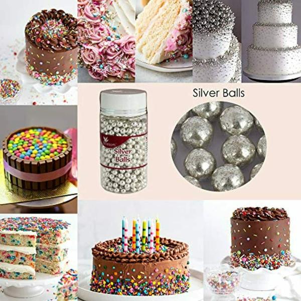 BLOSSOM Edible Silver Balls Sprinkles for Cake Decoration (Size 3) 250