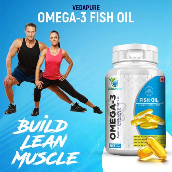 VEDAPURE Omega 3 Fish Oil Fatty Acids 1000mg (180mg EPA & 120mg DHA