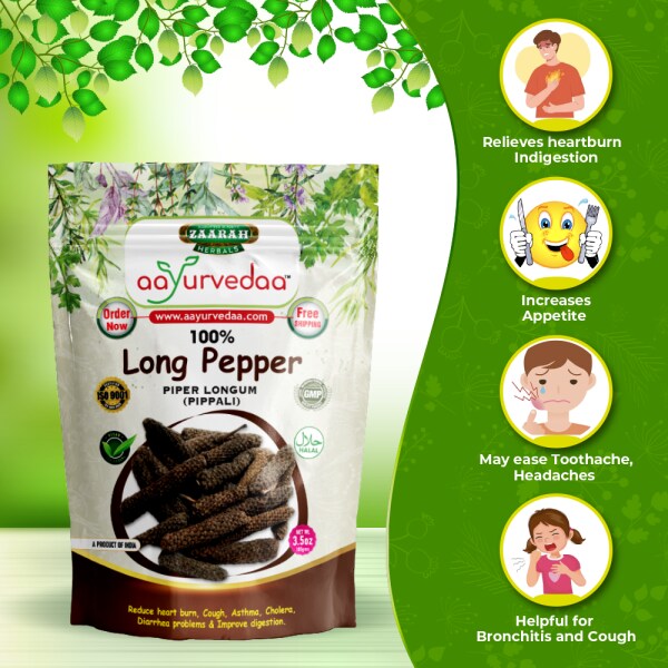 Aayurvedaa Long Pepper Whole 100gms Each Diarrhea problems and
