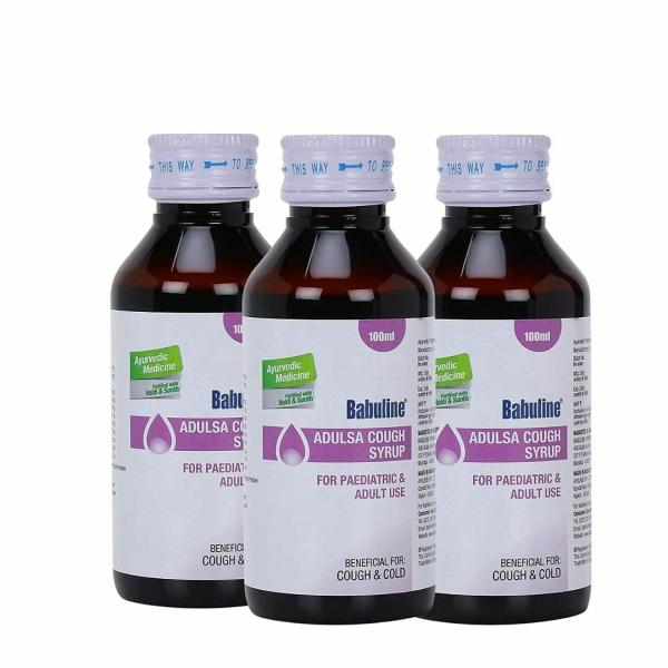 Babuline Ayurvedic Adulsa Cough Syrup 100ml for Cold & Wet Dry Cough