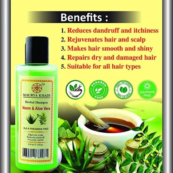 Maurya Khadi Neem Aloe Vera Herbal Shampoo SLS Paraben Free 210ml