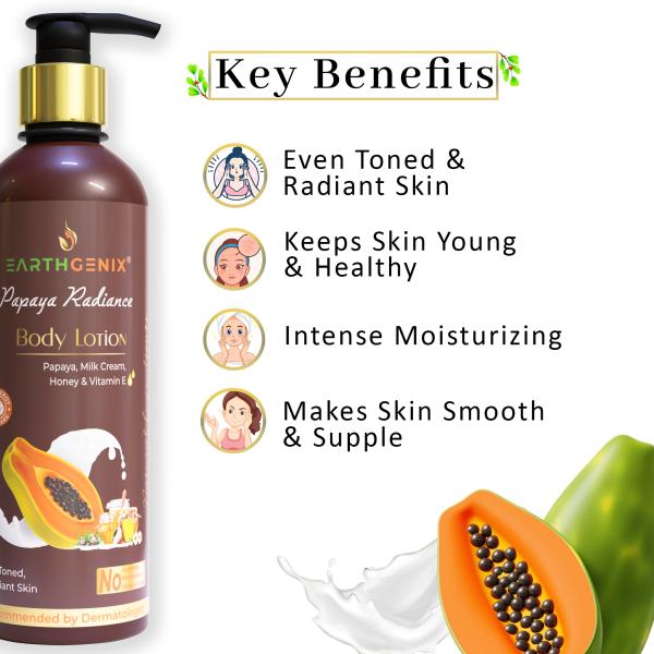 Earthgenix Papaya Radiance Body Lotion With Vitamin E, For Even Toned