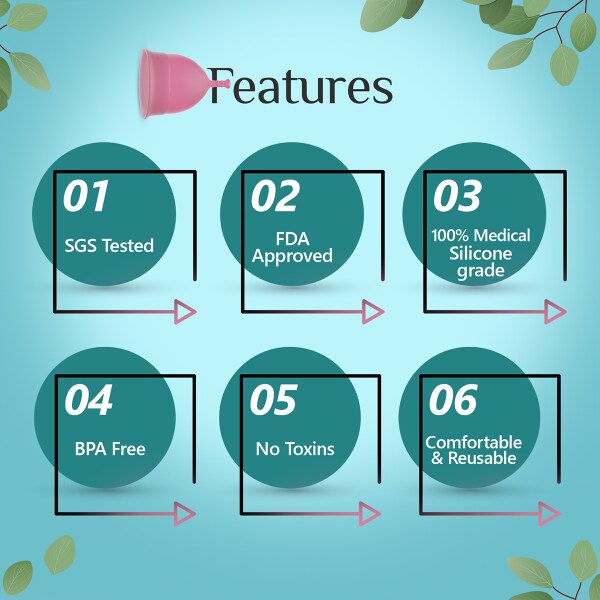 Floren Menstrual Reusable Cup Tiny size for women. 100 Medical Grade Silicone,With 12 hours of