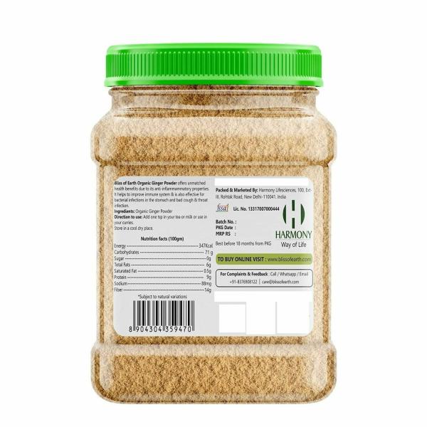 Bliss of Earth Certified Organic Dried Ginger Powder for Tea, Pure