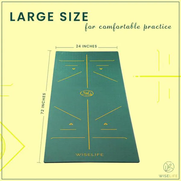 Wiselife Green Thermoplastic Elastomers Yoga Mat And Sleek Yoga Strap 6