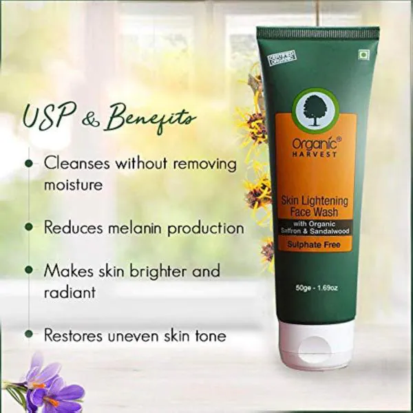 Organic Harvest Skin Lightening Face Wash 50 ml, Pack of 2 JioMart