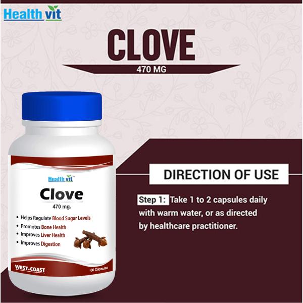 Healthvit Clove 470 mg Supplement 60 Capsules JioMart