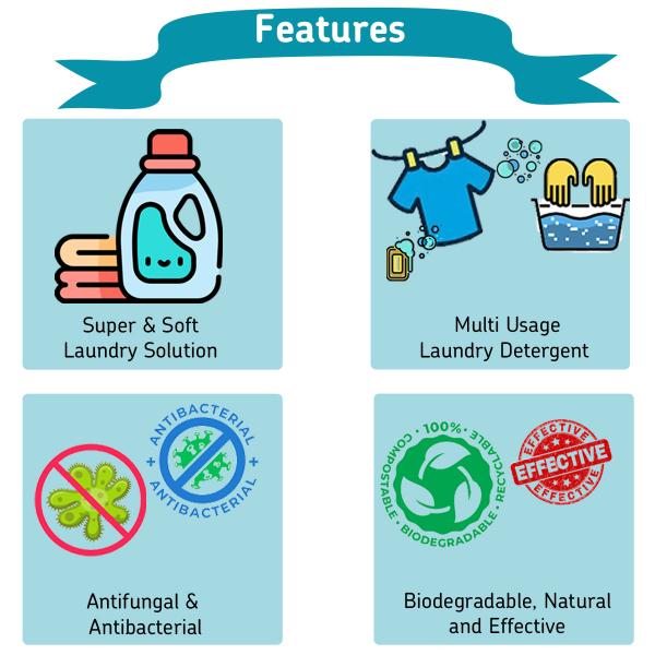 Tiffy & Toffee Baby Laundry Detergent Inbuilt Germicide & Softener