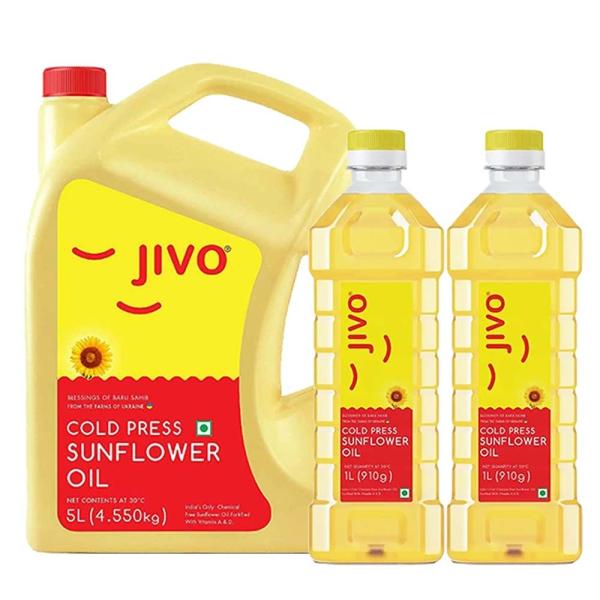 Jivo Cold Pressed Sunflower Oil 5 + 2 Litre JioMart