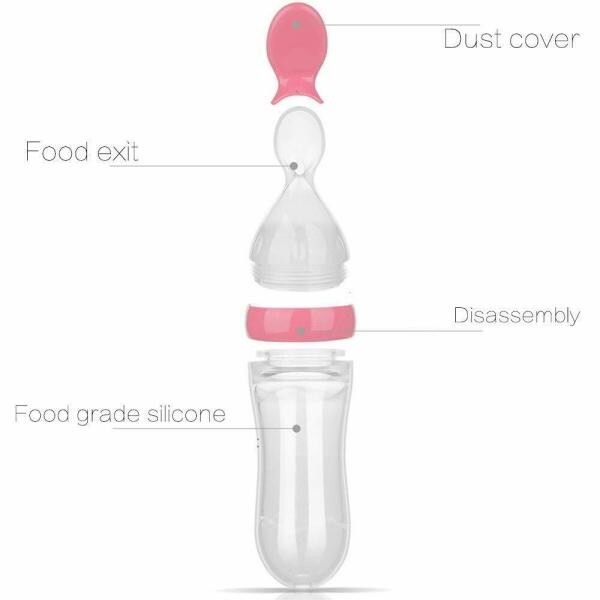 Itsyyboo Silicone Squeeze Bottle Spoon Baby Feeding Bottle Toddler Food Feeder Dispensing Spoon