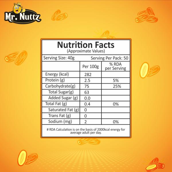 Mr.Nuttz Premium Dates (Dry Yellow Dates/ Peela Chuara, Khajoor 1kg