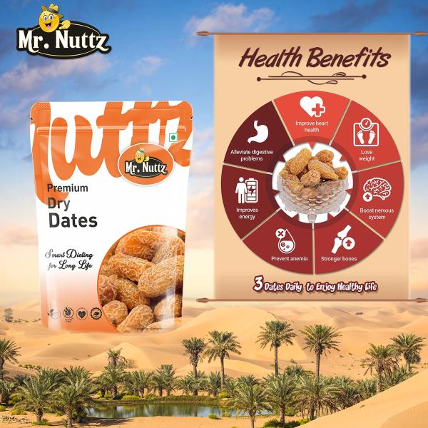 Mr.Nuttz Premium Dates (Dry Yellow Dates/ Peela Chuara, Khajoor 1kg