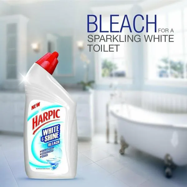 Harpic White & Shine Disinfectant Toilet Cleaner Bleach, 500ml & Harpic