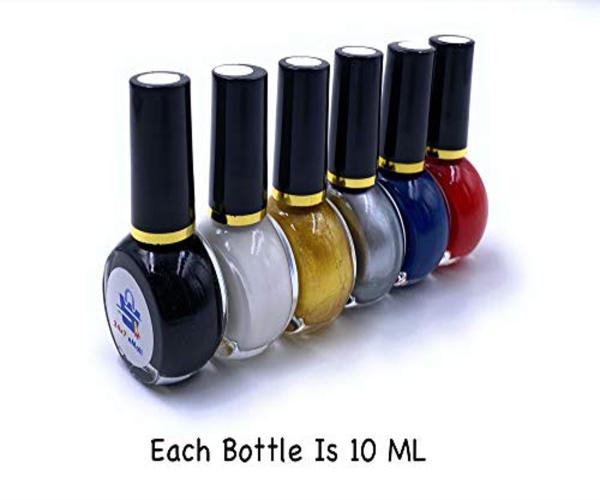 24X7 Emall Black, White, Gold, Silver, Blue, Red Nail Art Stamping Polish  Thick Highly Pigmented And Nail Art (Pack Of 6) - JioMart