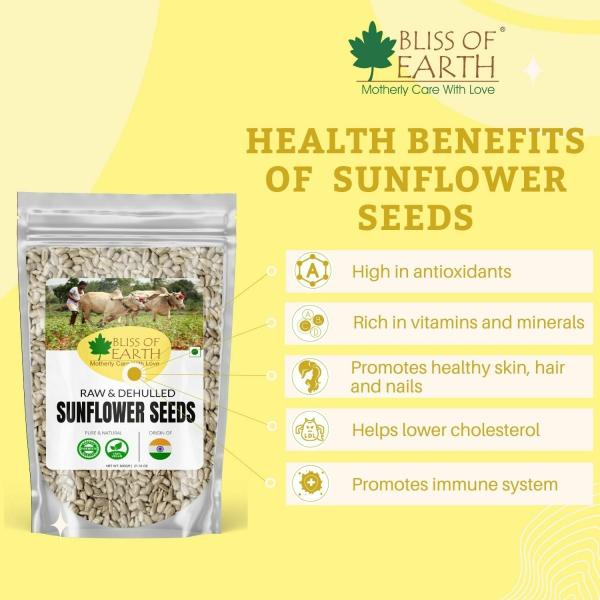 Bliss of Earth Dehulled Sunflower Seeds 200gm for Eating & Weight Loss, Naturally Organic
